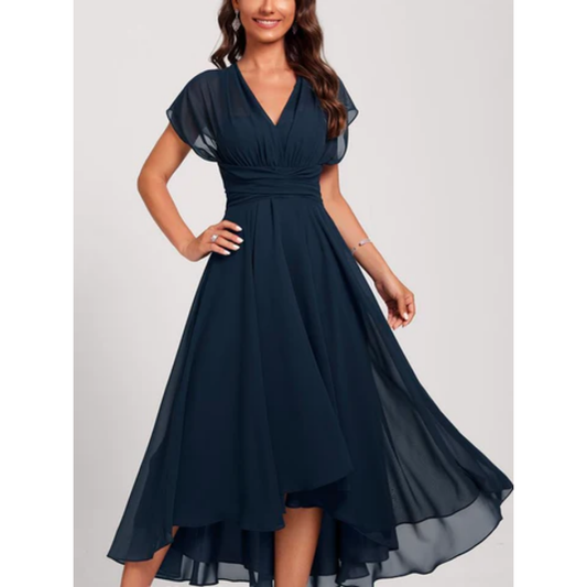 Damen V-Ausschnitt Ausgestelltes Formelles Kleid | Midi